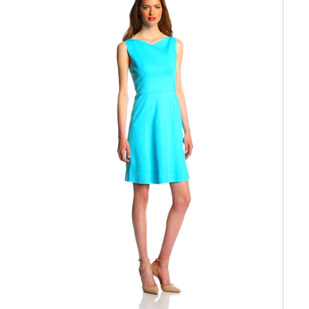 Nwot Elie Tahari Women's Callie Double Knit Jersey Elegant Blue Sleeveless Dress
